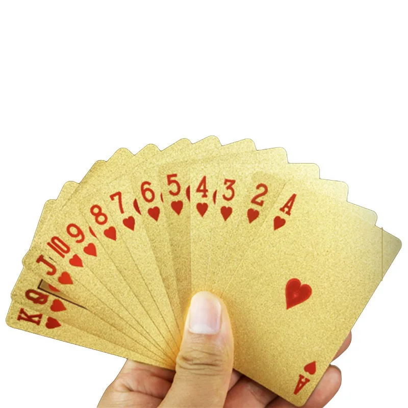 One Deck Gold Foil Poker Euros Style Plastic Playing Cards ollectible waterproof gold foil beautiful playing car | Спорт и