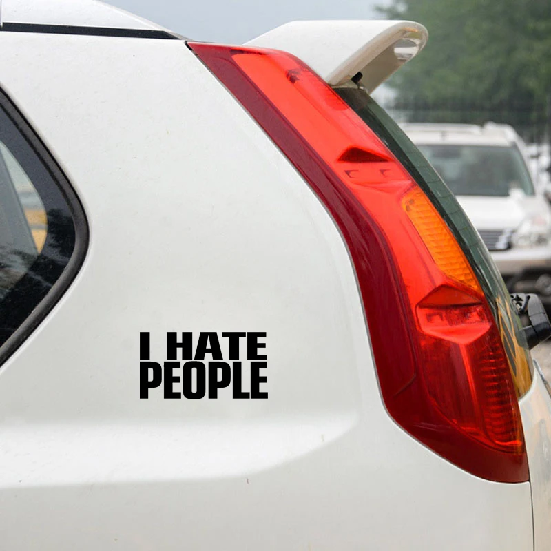 QYPF 17 см * 8 9 забавная Высококачественная виниловая наклейка на автомобиль I HATE PEOPLE