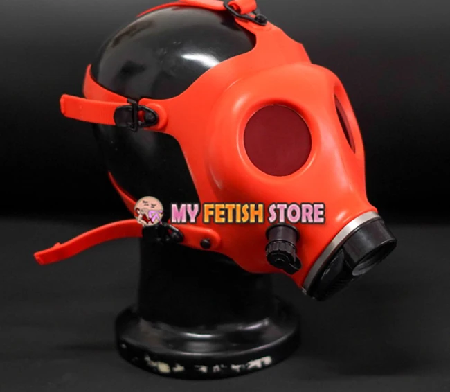 FE01-R) Качественная латексная резина половина головы conquer red gas Фетиш маска украшение на корпус оборудование для контроля дыхания латекс фетиш одежда