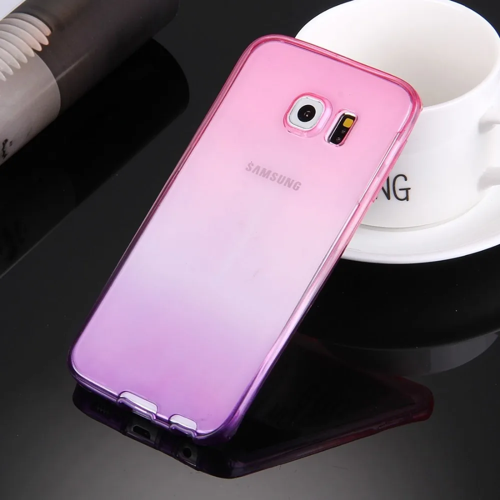 S7 чехол для Samsung Galaxy S6 Edge / G925 двухсторонний градиентный цветной ТПУ защитный задняя крышка G935|case for samsung galaxy|case