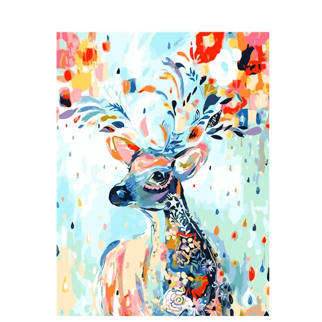 

Abstract Colorful Deer Frameless DIY Painting By Numbers Handpainted Oil On Canvas Home Decor Unique Gift