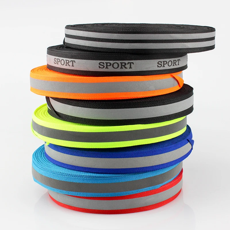 (3 meters/lot) Yellow Reflective Fabric Tape Highlight Webbing Ribbon 20mm*10mm(W) Sewing On | Дом и сад