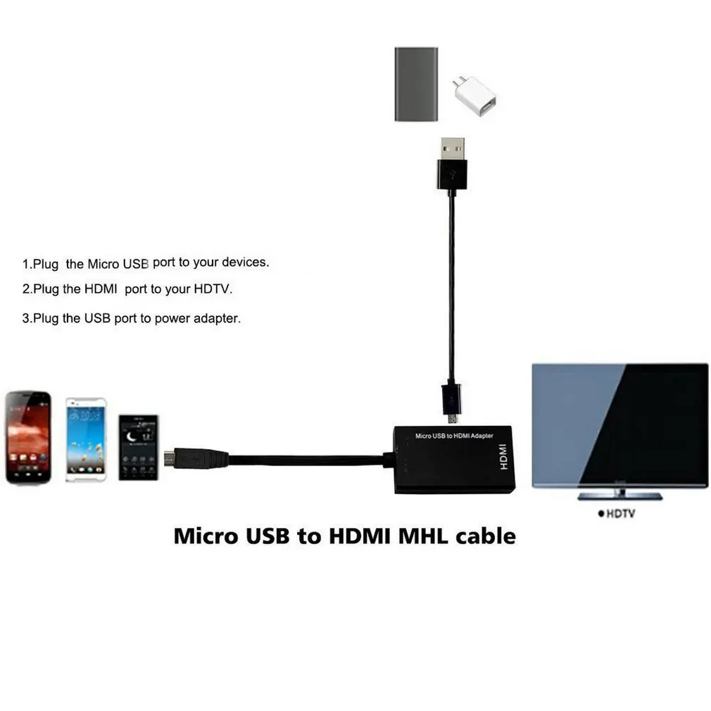 Портативный маленький размер MHL Micro USB мужчина к HDMI Женский Кабель-адаптер для Android смартфонов и планшетов черный