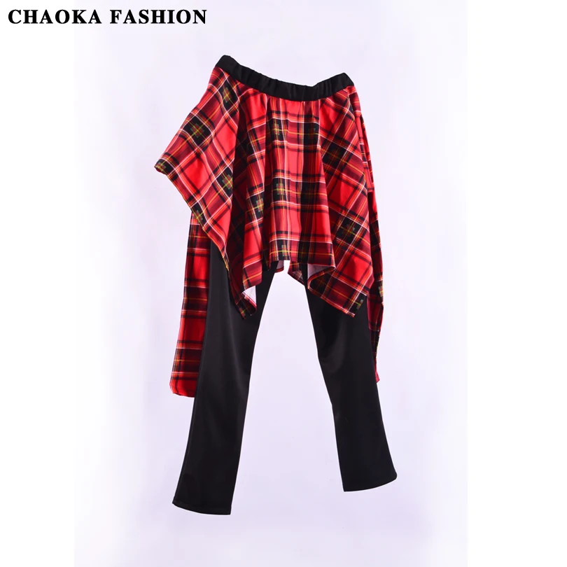 

Men Hip Hop Scottish Skirt Splice Casual Pant Male Streetwear Fashion Slim Fit Harem Trousers You Can Custom Made It