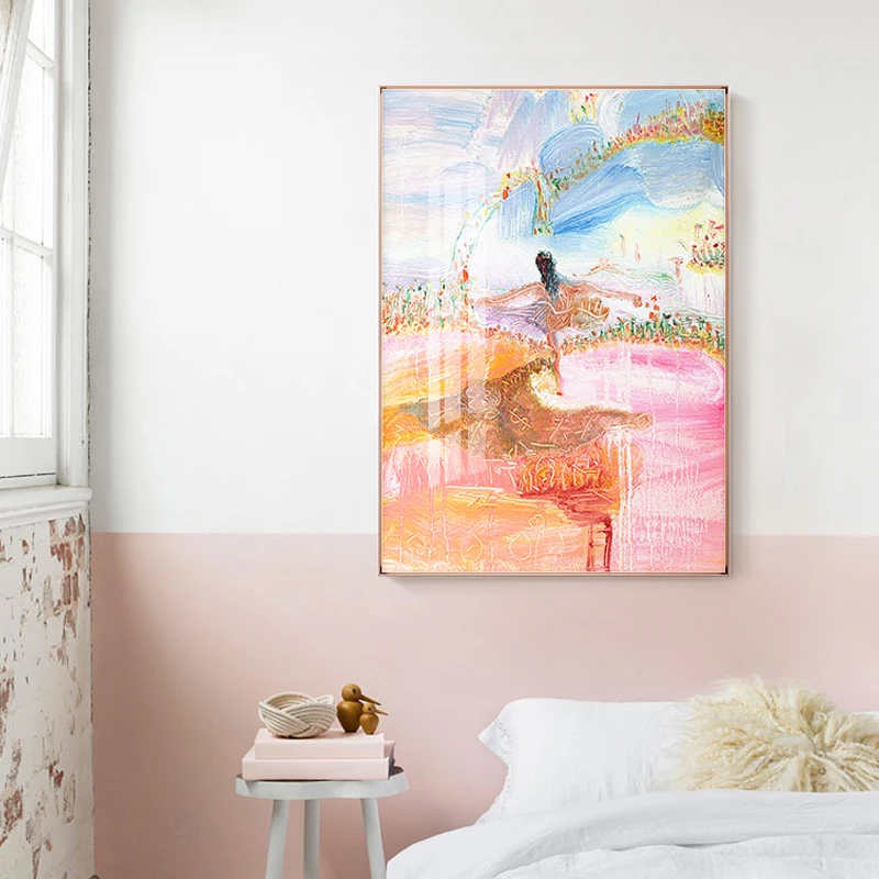 Абстрактный ярко-оранжевый восход пейзаж холст Картина Пейзаж Плакат для