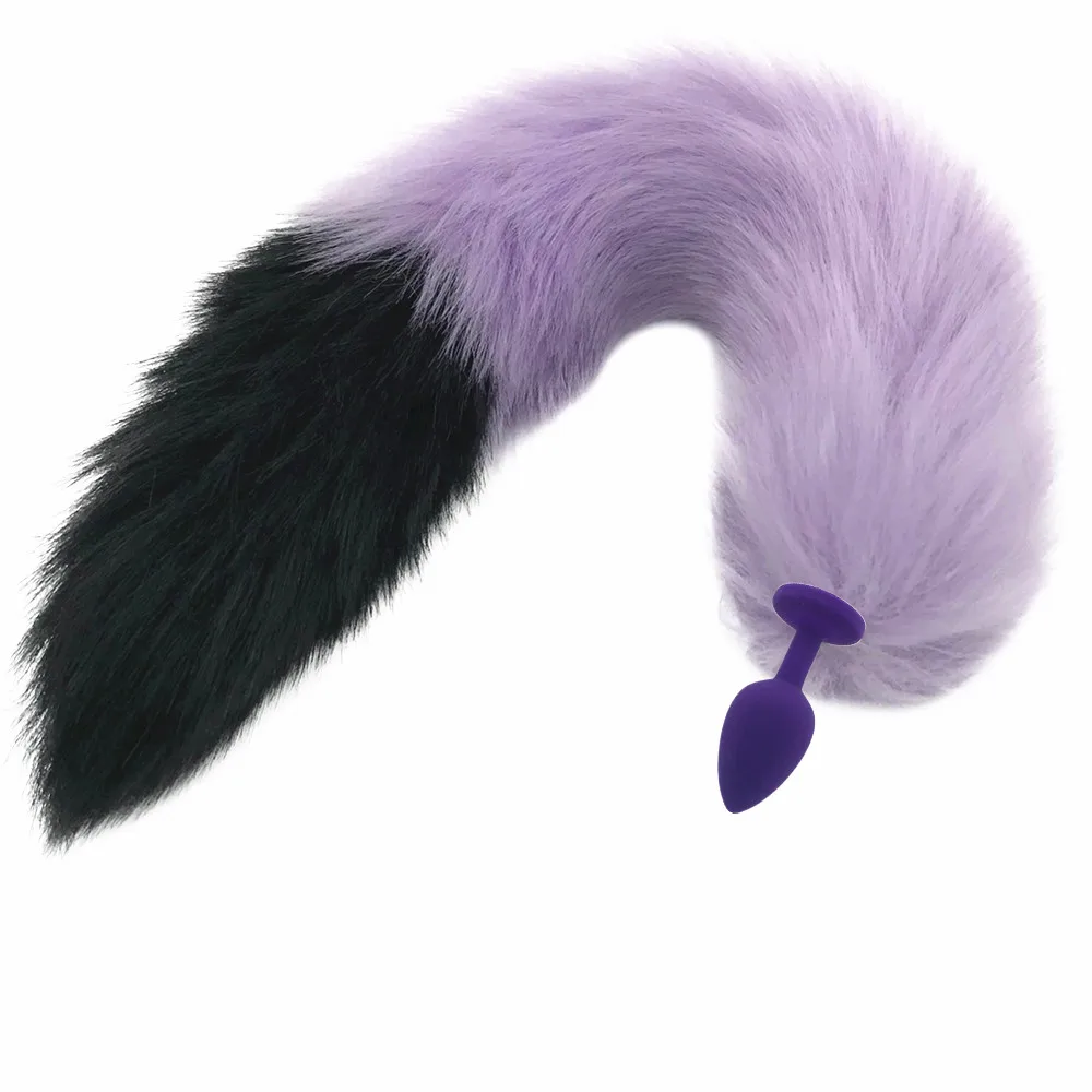 Новая силиконовая черная Анальная пробка с бусинами розовая фиолетовая лисий