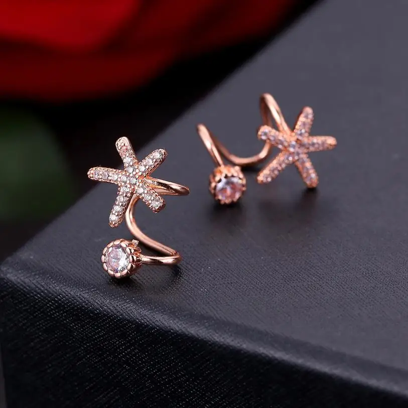 Женские серьги клипсы с цветком и кристаллами TJP ювелирные изделия из серебра 925