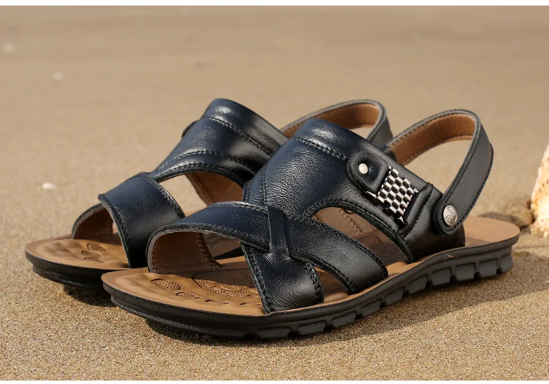 Мужские сандалии мужские из натуральной кожи шлепанцы на плоской подошве Летняя