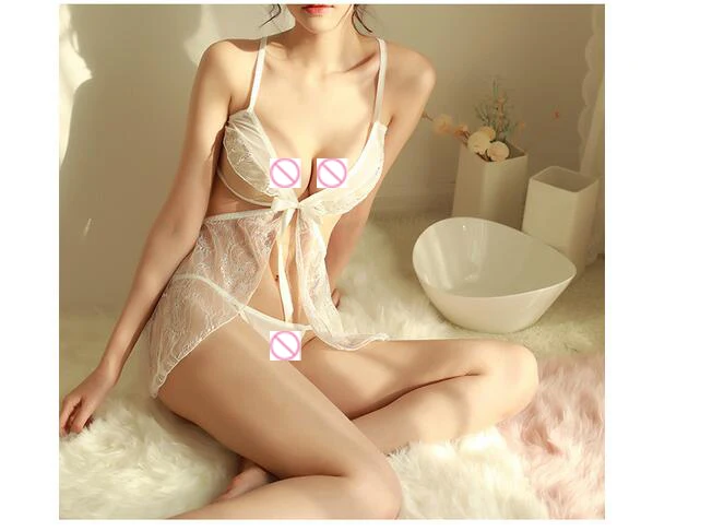 

Sexy Lace Nighties Nightshirt Strap Cross Erotic Women Evening Gowns Backless Illusion Lingeries Hot Sleepwear Nightgowns SL036