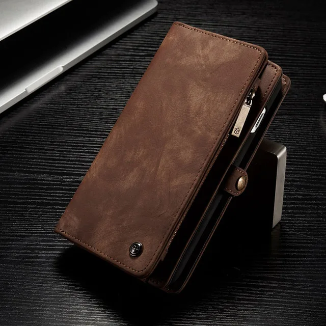 Fundas чехол для samsung S10 S10e Note 8 S9 S8 Plus Роскошный чехол-книжка для телефона с бумажником кожаный мешок S7 Edge Магнитная съемный кошелек Чехол - Цвет: Brown 008