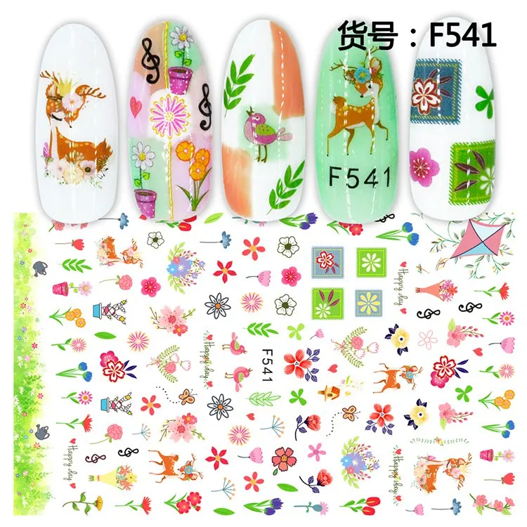 F541 1 лист 3D Леди Мода Человек-паук Радуга русская буква huawei логотип клей дизайн ногтей наклейки украшения Маникюр дизайн F - Цвет: F541