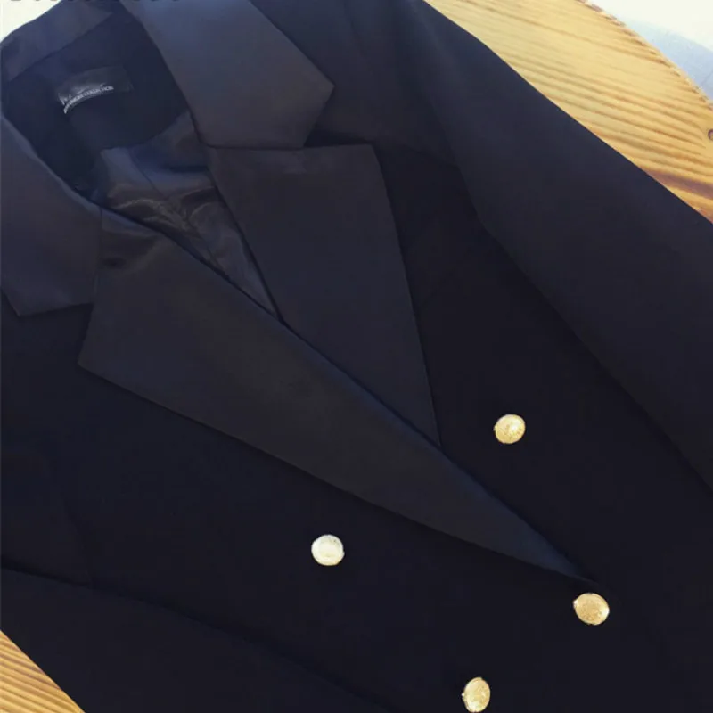 Женский блейзер двубортный Chaqueta офисный женский с отворотом длинный рукав