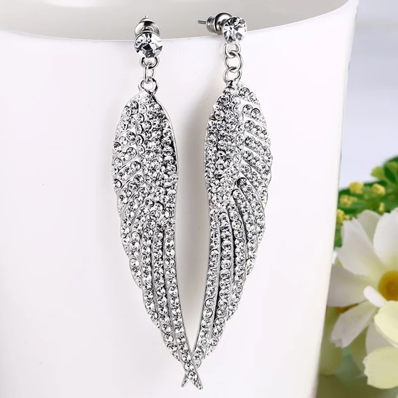 Модные украшения Крылья Ангела стразы серьги для женщин классический модный