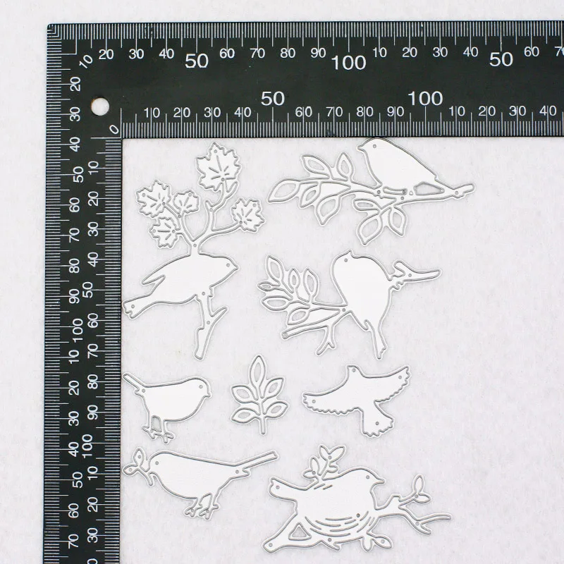 

QITAI 8pcs Birds and flower and leaves Metal Cutting Dies decoration for home DIY scrapbooking die cutter kids handmade D198