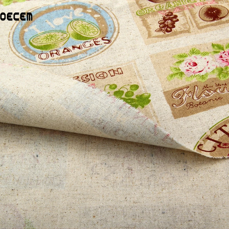 Печатные натурального хлопка Лен Ткань лоскутное белье tissus для дивана Скатерти