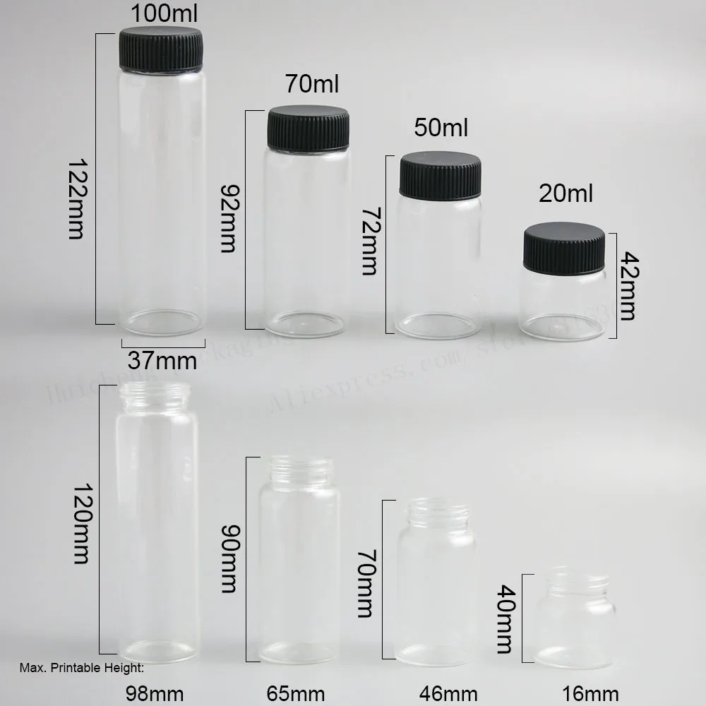 24 шт., прозрачные стеклянные флаконы для жидкости, 20/50/70/100 м от AliExpress RU&CIS NEW