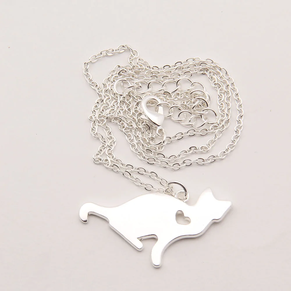 Женское серебряное колье чокер с кошечкой Kitty подарок на Рождество|pendant diamond