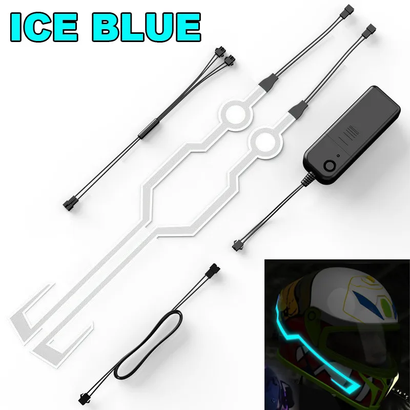 Мотоциклетный шлем EL холодный светильник Mod Kit Tron шлемы режим ночного времени езда сигнал мигающий светильник s полоса бар DIY - Цвет: Ice Blue