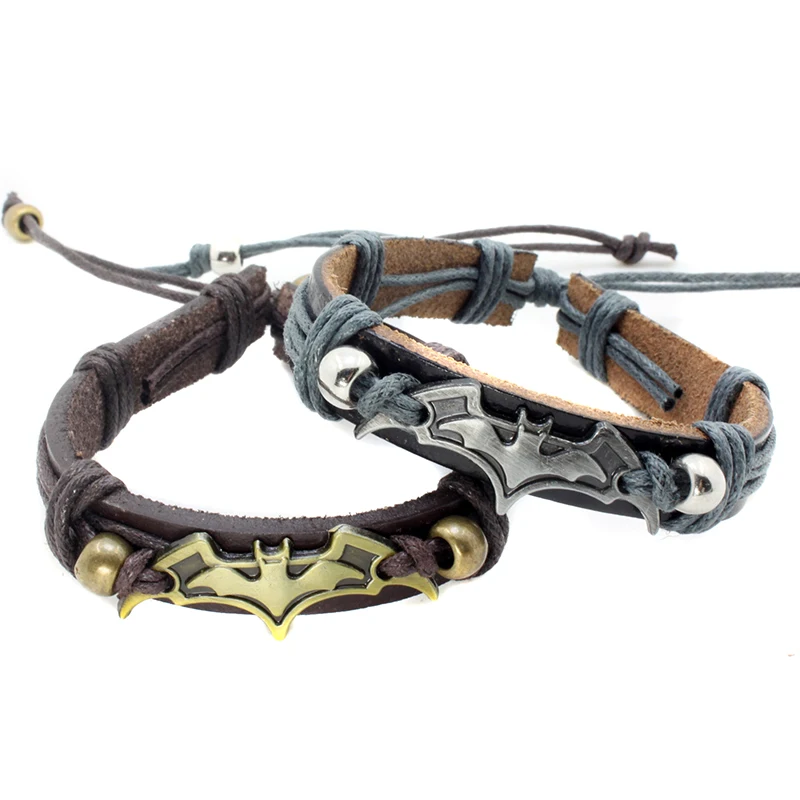 10# Наручный браслет из натуральной кожи с черепом, якорем и модным мужским украшением в коричневом и черном цвете.