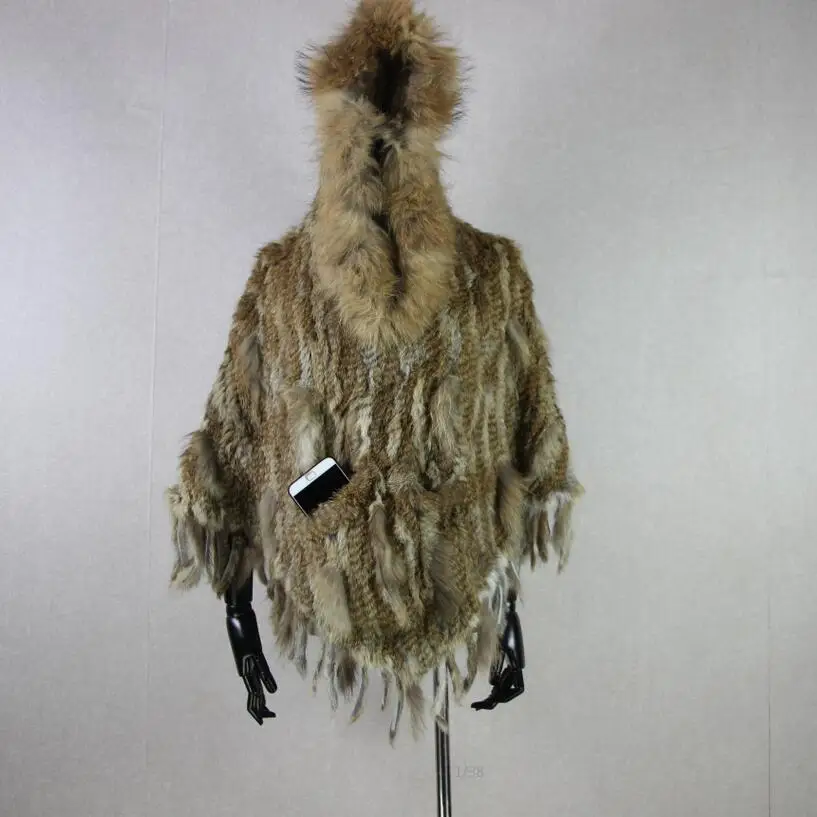2019 новая коллекция Наилучшее качество реального трикотажные кроличий мех пончо