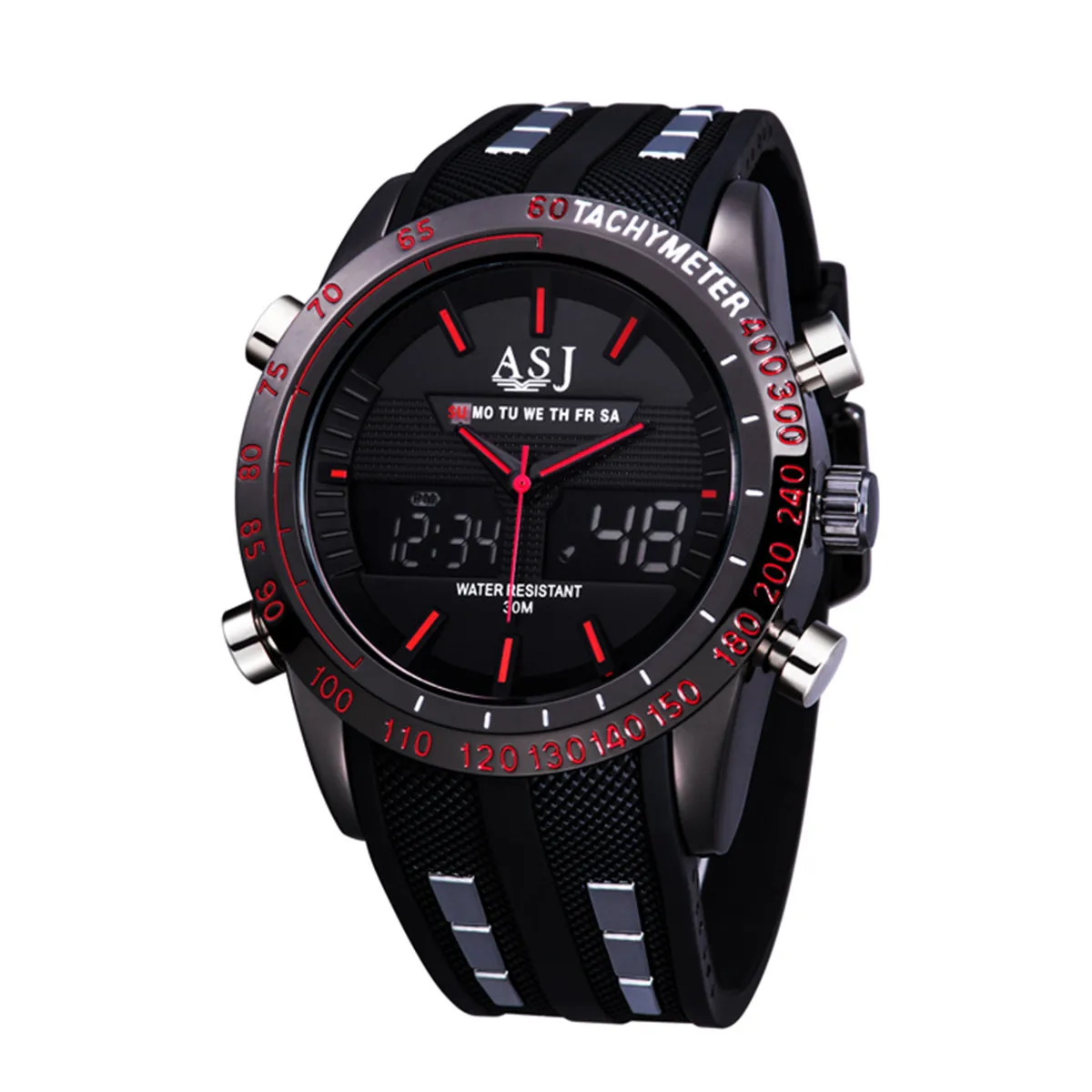 Новые мужские кварцевые цифровые часы спортивные Relogio Masculino ASJ Топ бренд Relojes LED