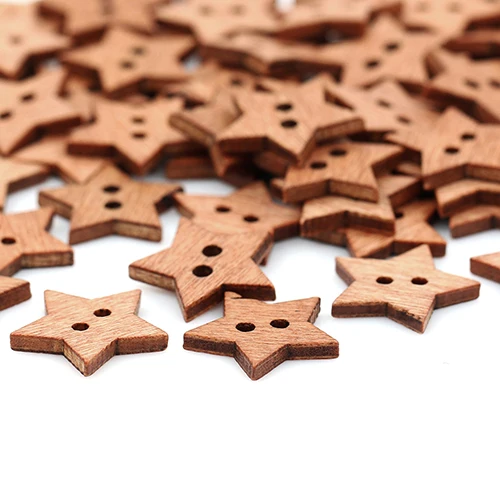 100 шт. деревянные пуговицы для скрапбукинга в форме звезды с 2 отверстиями
