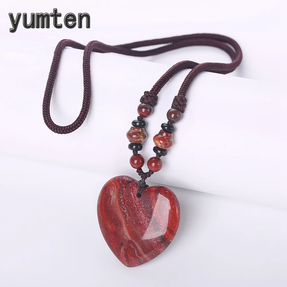 Yumten красное ожерелье с подвеской из яшмы романтическое женское ювелирное