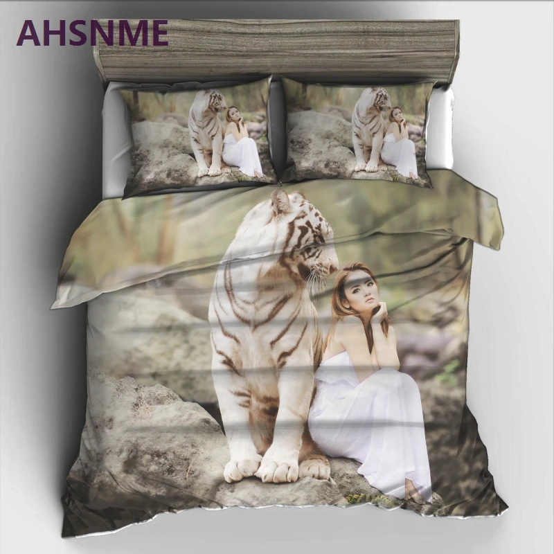 AHSNME люди и природа Тигр дамы фото постельных принадлежностей высокой четкости