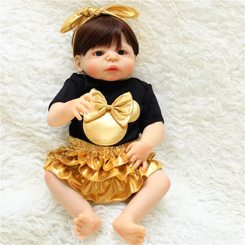 NPK 57 см силиконовые куклы Reborn Baby с милой Bebe Кукла Одежда прекрасное возрождение