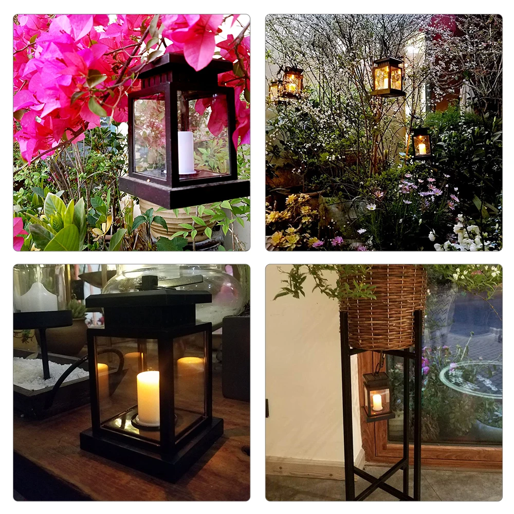 Waterproof LED Solar Garden Light Outdoor Flickering Flameless Candle Hanging Lantern Smokeless for Yard Lawn Patio Camping Tent | Лампы и