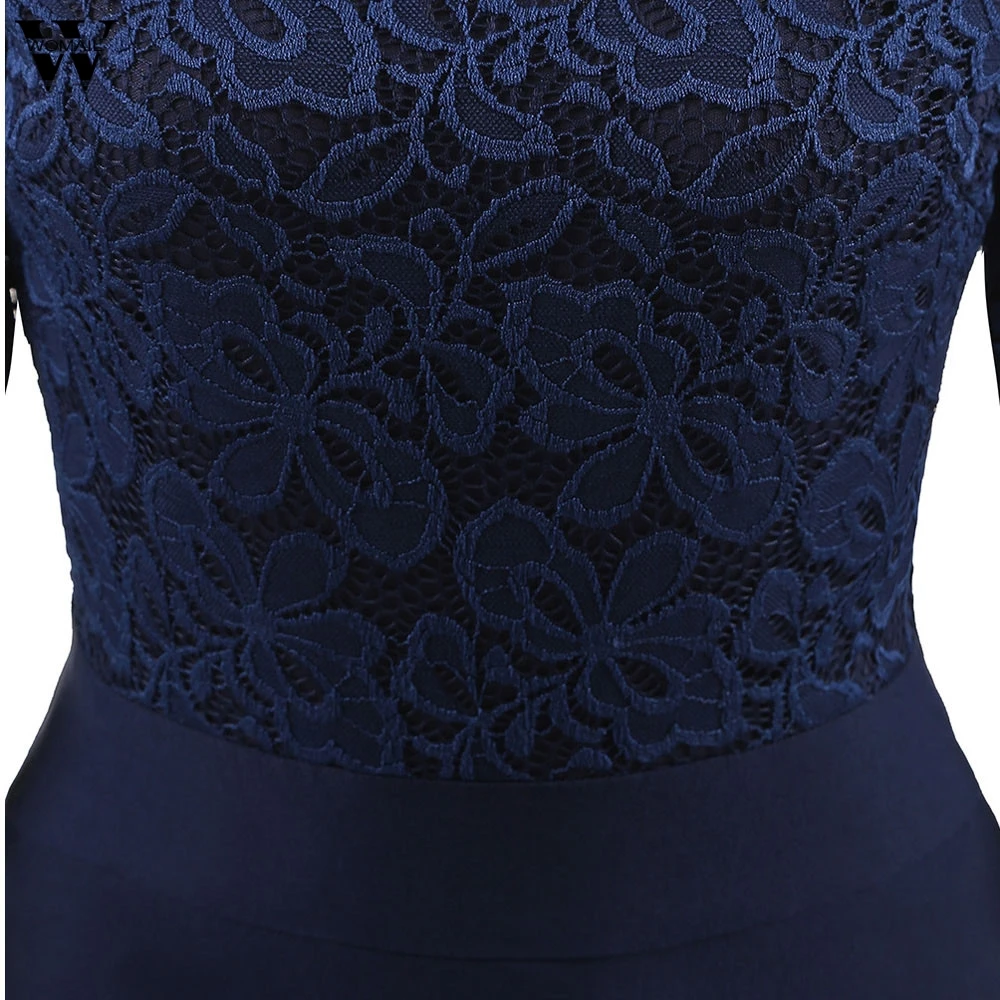 Womail Womens New Lace Formal Patchwork Wedding Party Retro Off Shoulder Polyester Dress Office Casual Skater #A30 | Женская одежда