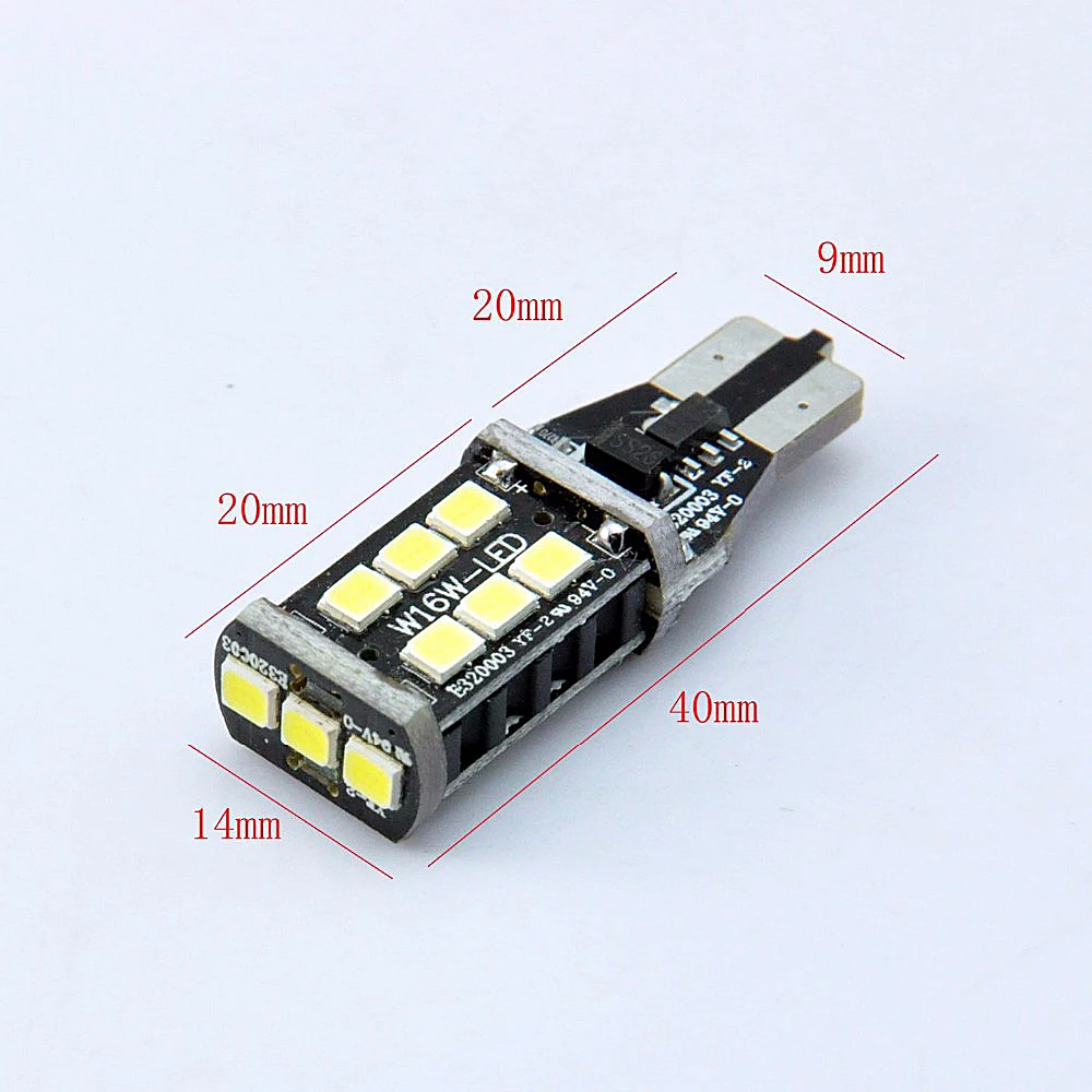 2PC Top Quality Extremely Bright High Power T15 W16W 15SMD LED Reverse Light Tail Lamp DC 12V Brake Parking Backup Bulbs | Автомобили и