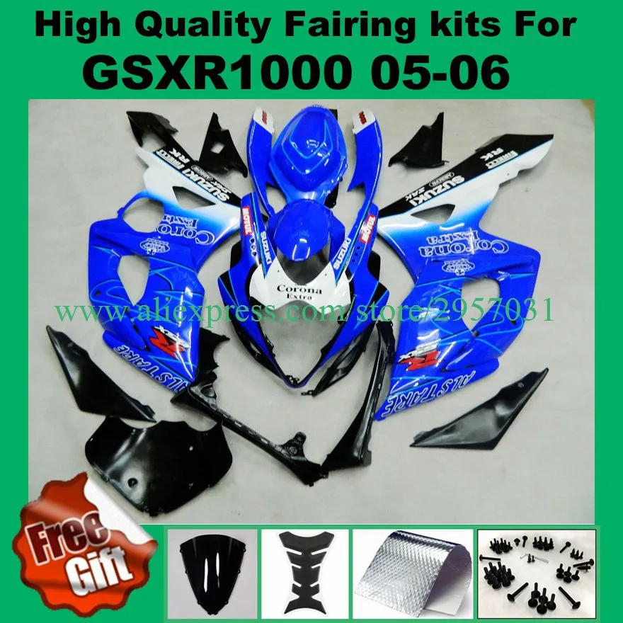 

9Gifts, 100%Fit fairings for SUZUKI GSXR1000 2005 2006 GSX-R1000 05 06 injection molding blue fairing kits #L344