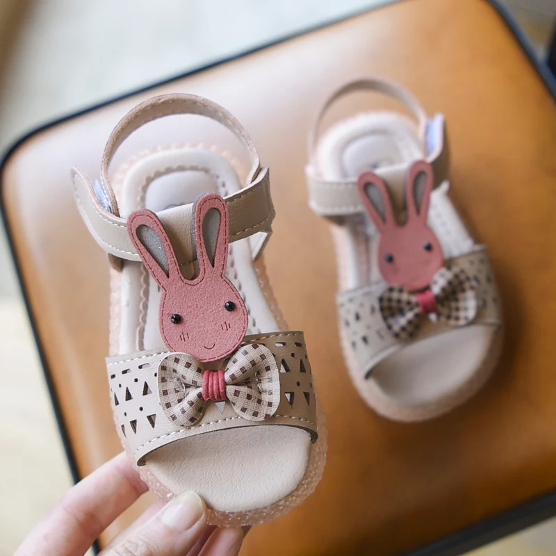 2019 г. летние розовые модные мягкие сандалии с милым кроликом для девочек