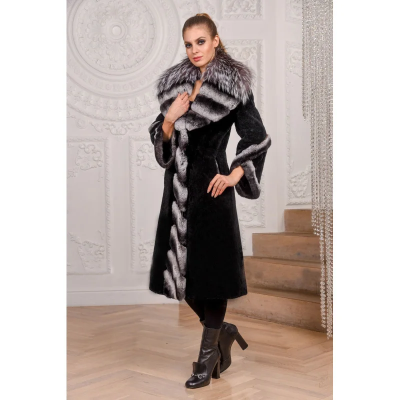Меховая Sarcar 2018 модная 100 см длинная роскошная зимняя из меха кролика Рекс куртка