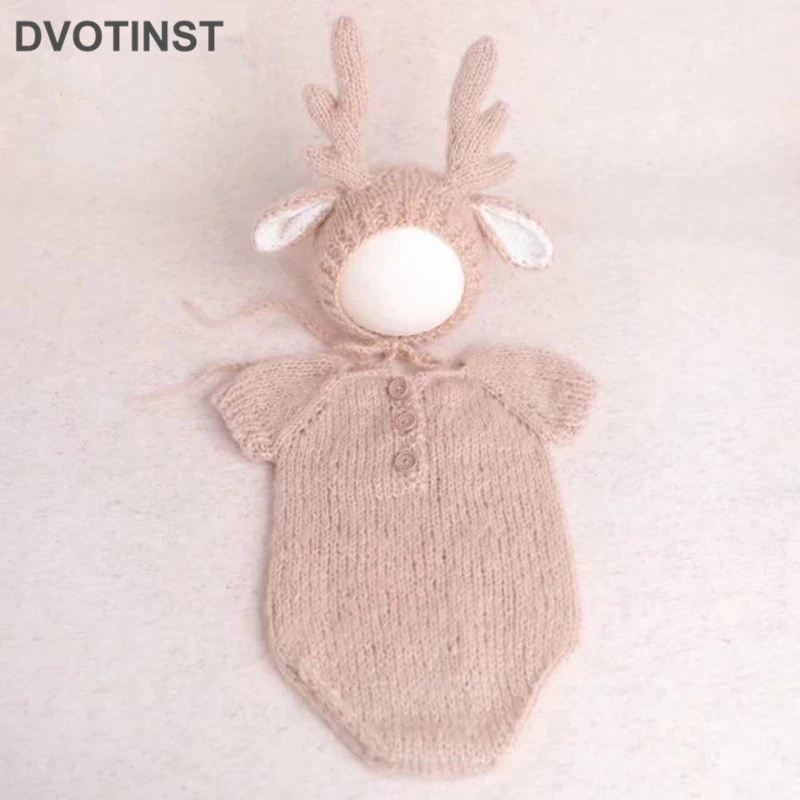 Dvotinst новорожденных реквизит для фотосъемки вязания крючком одежда наряды+ шляпа комплект из 2 предметов Fotografia костюм студия фотосессии реквизит