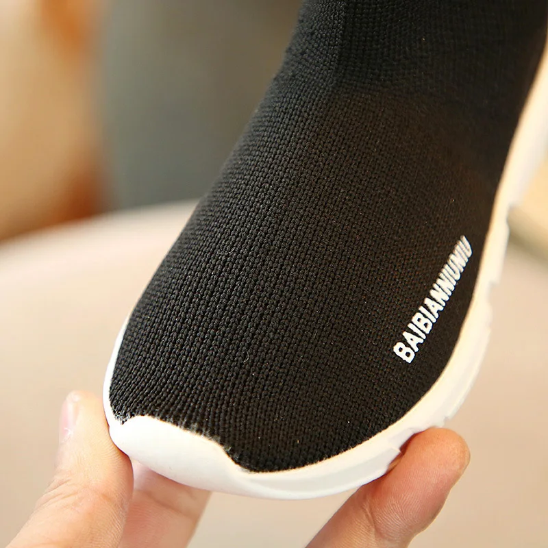 2021 Boys Girls Knit Sock Fashion Brand Sneakers Baby/Toddler/Little/Big Kid Mesh and Velvet Lining Children School Walk Shoes | Детская