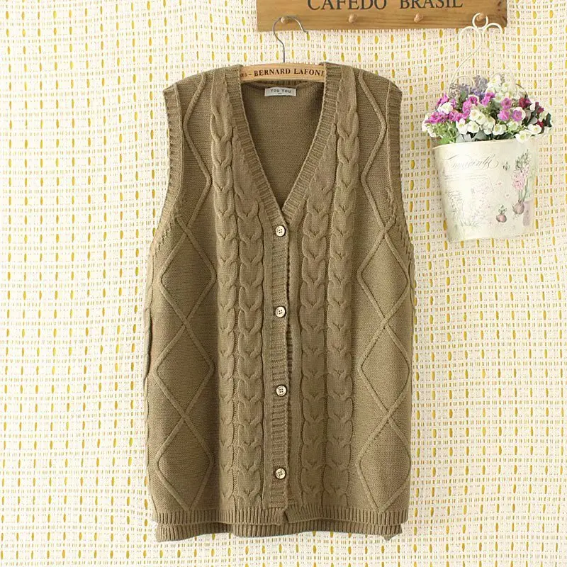 Женский трикотажный шерстяной кардиган с V образным вырезом без рукавов| |