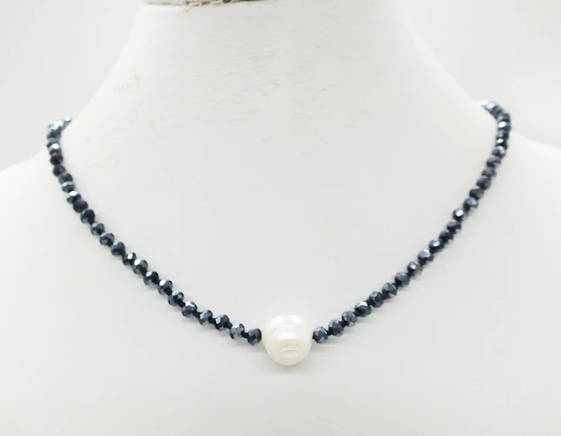 Очаровательно! 4 мм кристалл белый жемчуг ожерелье самое классическое летнее