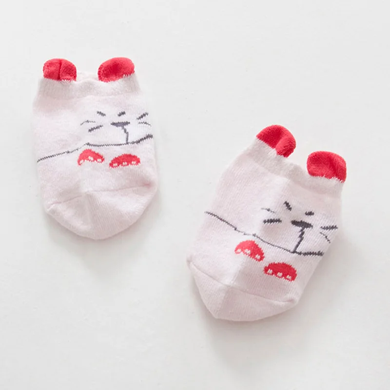 pink cow Детские носки унисекс носки-тапочки носки для маленьких мальчиков детские хлопковые носки для девочек с милыми зверушками(кролик крыса мишка - Цвет: pink cow