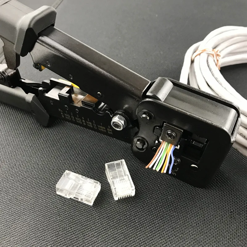 Через отверстие кабельный зажим EZnetwork обжимные плоскогубцы RJ45 Хрустальная