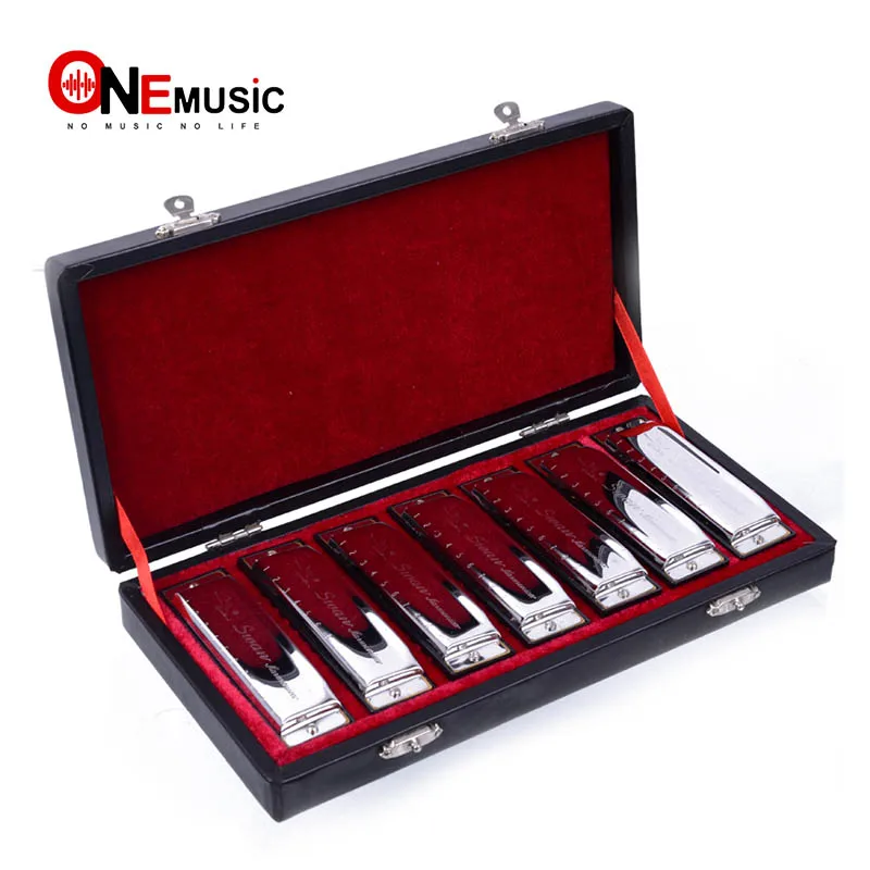 Conjunto com Estojo + Toalhetes Gaita Swan Bluesband Peça Blues Harpa Diatônica Sw1020-7t 7
