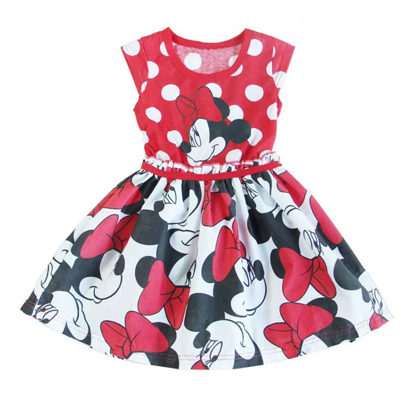 2017 новое летнее платье с Минни одежда для малышей без рукавов в горошек принтом