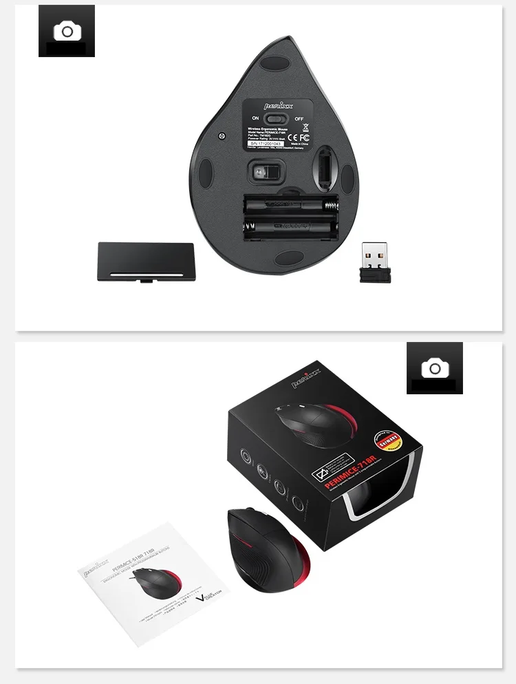 Немецкая Perixx PERIMICE 718R эргономичная Вертикальная 2,4G USB Беспроводная оптическая мышь программируемая настольная мышь для ноутбука