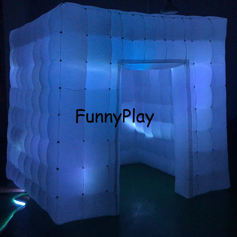 Goede LED Licht Opblaasbare Achtergrond Kiosk Cube Opblaasbare Wedding Photo Booth Tent Party Decoratie