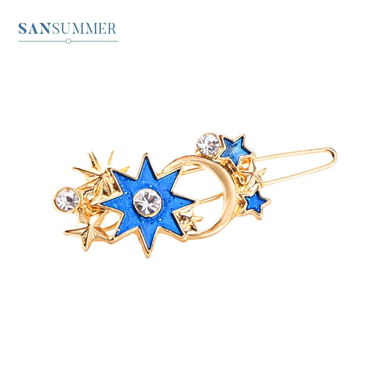 Новые горячие модные золотые звезды блестящие стразы Boho Moon изысканные эффектные синие заколки для волос парики женские ювелирные изделия - Окраска металла: 227