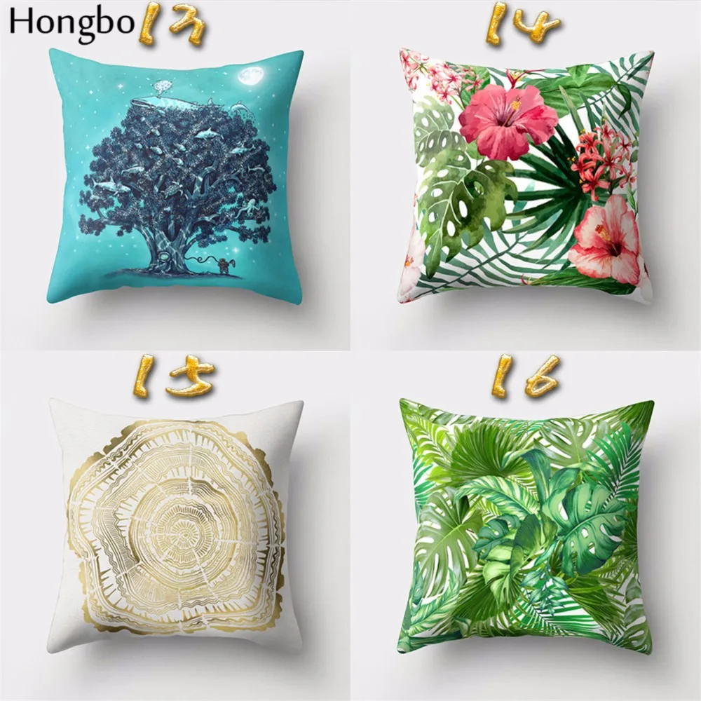 Хунбо 1 шт. тропический лес цветы листья наволочка домашняя текстильная подушка