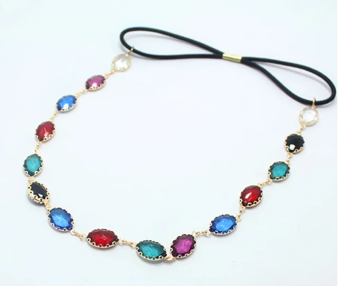 Bling Hairband Новинка Очаровательная Европейская элегантная женская металлическая блестящая овальная цепочка из страз для головы Ювелирная повязка для волос головной убор 2 стиля - Цвет: Bling Hairband