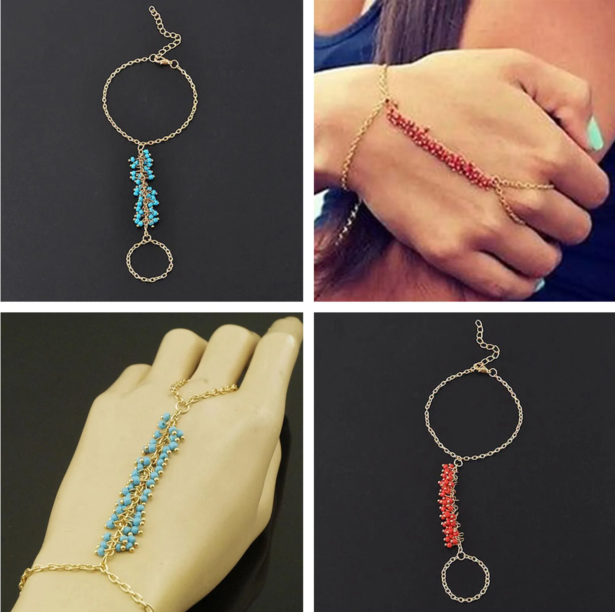 Женский браслет с цепочкой металлический в стиле панк ручная портупея цепь