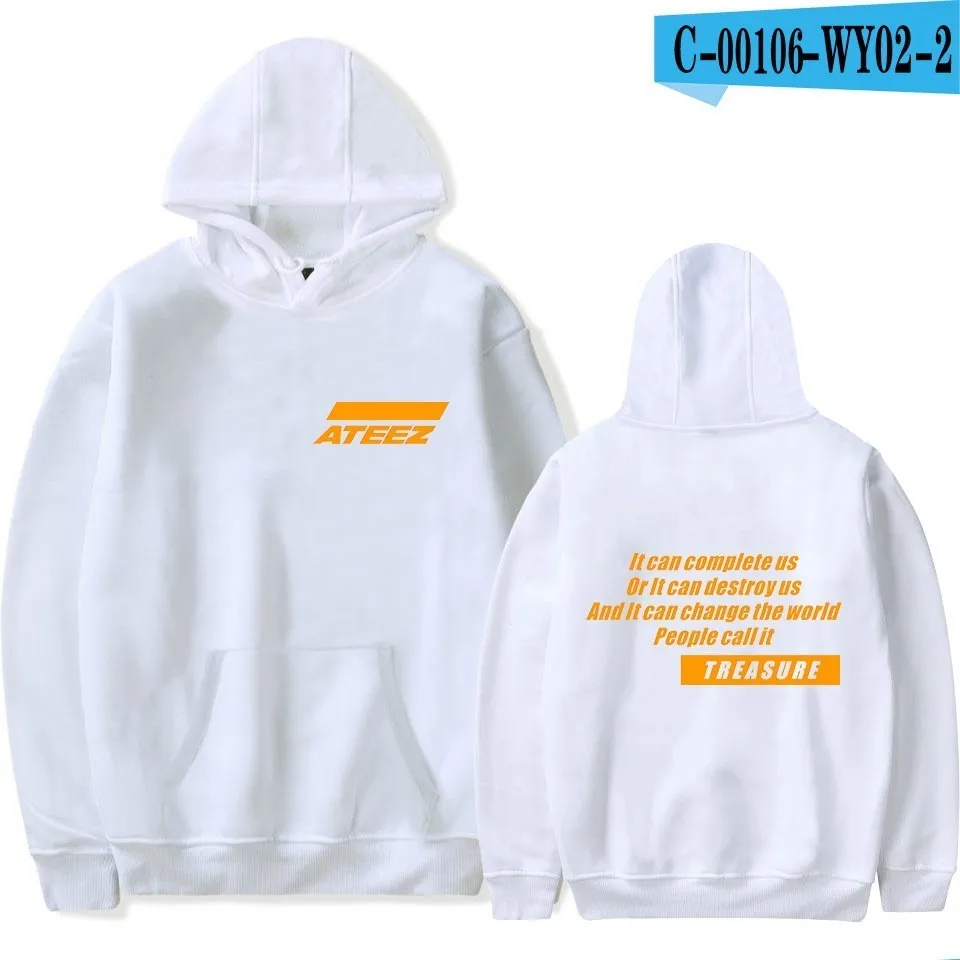 ATEEZ Kpop толстовка с капюшоном и принтом для женщин и мужчин, толстовки, одежда Harajuku, повседневные толстовки, толстовка Kpop, одежда Kpop - Цвет: 1White